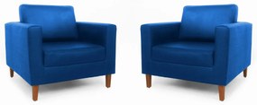 Conjunto 2 Poltrona Decorativa Gabriela Suede Azul Royal