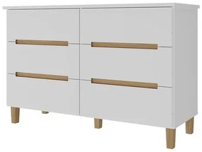 Comoda Logan 6 Gavetas em MDF cor Branco e Olmo 136 cm - 73078 Sun House
