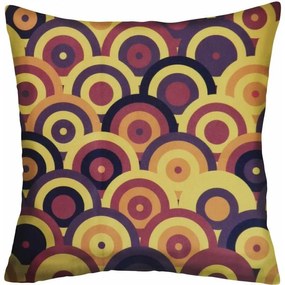 Capa de Almofada Suede Suprema em Tons Amarelo e Preto - Círculos Ligados - 50x50cm