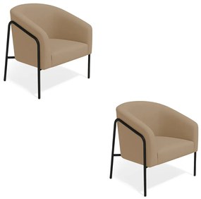 Poltrona Sala Industrial Alta Preto Kit 2 Stella Suede D03 - D'Rossi - Marrom Rato