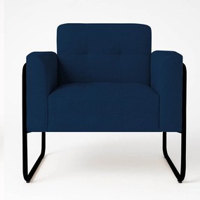 Poltrona Sala Industrial Alta Tubo Preto Elisa Bouclê D03 - D'Rossi - Azul