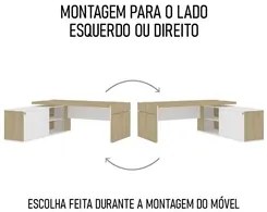 Mesa Diretor em L com Tomada 183x202cm Corp A06 Carvalho/Branco - Mpoz
