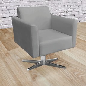 Kit 02 Poltronas Giratória Marisa Suede Base Cromada D03 - D'Rossi - Grafite