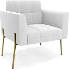 Poltrona Para Sala Pé Metal Dourado Kit 2 Ana Bouclé Off - Ibiza