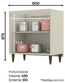 Balcão 2 portas Gabinete para Cozinha 80cm MDF