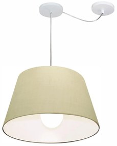 Lustre Pendente Cone Com Desvio Md-4273 Cúpula 21/30x40cm Algodão Crú - Bivolt