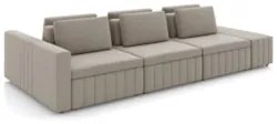 Sofá Ilha e Puff Sala Living 395cm Siesta Z32 Veludo Bege - Mpozenato