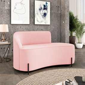 Sofá 2 Lugares Orgânico 140cm Pé Ferro Preto Morgan Suede D03 - D'Rossi - Rosa Bebê