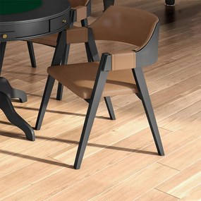 Kit 3 Cadeiras Sala de Jantar e Jogos Carteados Madeira Maciça Poker Pu Caramelo/Preto G42 - Gran Belo