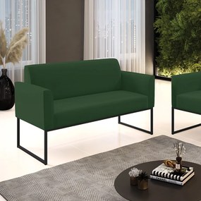 Sofá Namoradeira Base Industrial Preto Marisa Veludo D03 - D'Rossi  - Verde