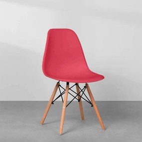 Cadeira Eames Eiffel Base Madeira - Vermelho