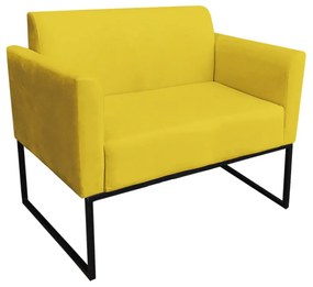 Sofá Namoradeira com Poltrona Base Industrial Preto Marisa Suede D03 - D'Rossi - Amarelo