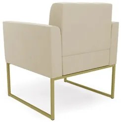 Sofá Namoradeira e 1 Poltrona Base Industrial Dourado Ana Suede Bege -