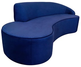 Sofá Decorativo 3 Lugares 210cm Abby Encosto Direito Curvo Veludo Azul Marinho G15 - Gran Belo