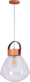 Pendente Vidro E Madeira Castanha 39Cm Lampadari