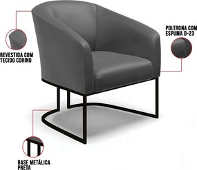 Cadeira Sala de Jantar Base Industrial Preto Stella Sintético D03 - D'Rossi - Grafite