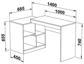Mesa Escrivaninha 4 Nichos Home Office Multifuncional Cast