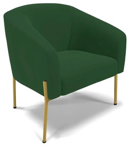 Namoradeira e 2 Poltronas Pé de Ferro Dourado Stella Veludo D03 - D'Rossi - Verde