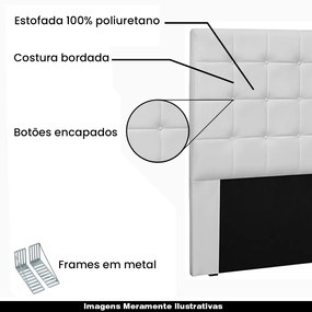 Cabeceira Decorativa Casal 1,40M Tropea PU Branco G63 - Gran Belo