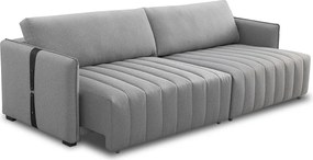 Sofá Sala de Estar 180cm Retrátril com Detalhe Lateral em PU Comala Linho Cinza G93 - Gran Belo