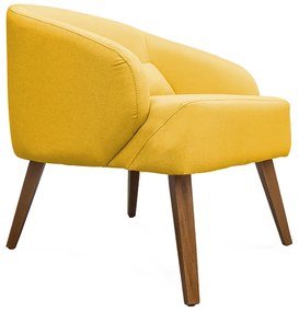 Poltrona Decorativa Lara Pés de Madeira Suede Amarelo - Sheep Estofados - Amarelo