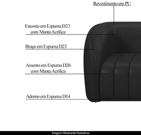 Poltrona Decorativa Sala de Estar Adam PU Preto G45 - Gran Belo