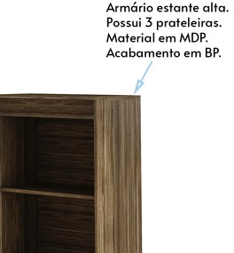 Armário Alto para Escritório Home Office ME4150 MDP Nogal G69 - Gran Belo