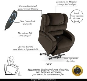 Poltrona do Papai Sala de Cinema Reclinável Kylie Elevação Lift Elétrico PU Marrom G23