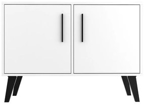 Armário Rack Balcão 2 Portas 1 Prateleira BPP 64 - Branco/Preto