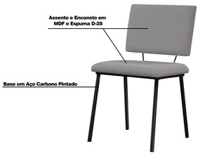 Cadeira Decorativa Sala de Jantar Fennel Linho Cinza G17 - Gran Belo
