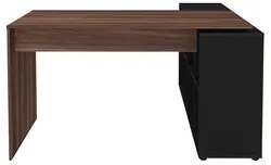 Mesa Escrivaninha em L 140x130cm 8 Nichos Eron A06 Ipê/Preto - Mpozena