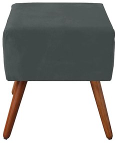 Puff Decorativo Quadrado Malu com Pés Palito Suede Cinza Grafite