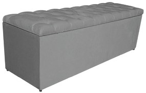 Calçadeira Estofada Liverpool 160 cm Queen Size Suede Cinza - ADJ Decor