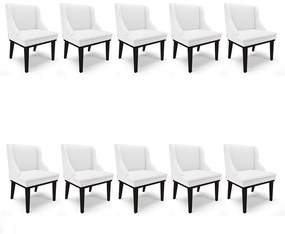 Kit 10 Cadeiras de Jantar Liz Corino Base Fixa Madeira Preto D03 - D'Rossi - Branco