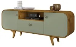 Rack Bancada Para TV 55 Pol 156cm Demi Naturalle/Pistache B02 - Mpozen