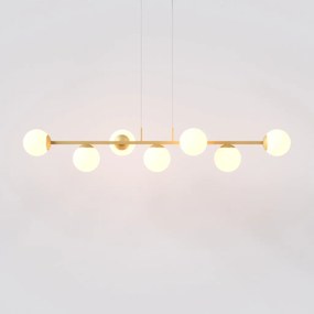 Pendente Jabuticaba Linear Long Retângular 26X20X120Cm Alumínio E Glob... (CHAMPANHE, FOSCO)