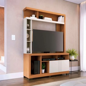 Home Estante para TV até 50 2 Portas MDP/MDF 190cm Nichos Laterais Brogy Freijó/Off White G73 - Gran Belo