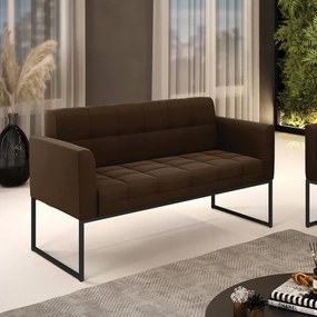 Sofá Namoradeira Elisa Suede Base Metálica Industrial Preto - D'Rossi - Marrom