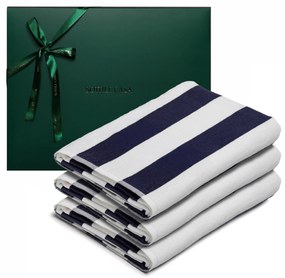 Kit 3 Toalhas de Piscina Sottile Casa Capri c/ Caixa De Presente Verde- Azul Marinho  Azul Marinho