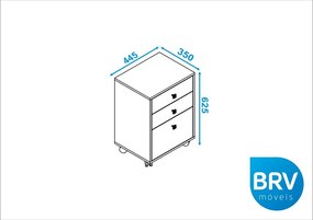Criado Mudo 3 Gavetas Bcr29 - Branco