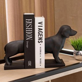 Aparador de Livros Decorativo Em Resina Preto Mate 21x27x12 Cm - D'Rossi