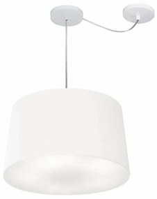 Lustre Pendente Cone Com Desvio de Centro Vivare Md-4281 Cúpula em Tecido 40x45cm - Bivolt