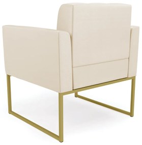 Kit 1 Sofá Namoradeira e 2 Poltronas Elisa Corino Base Metálica Industrial Dourado - D'Rossi - Bege