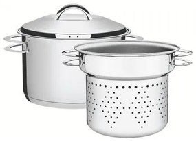Jogo Cozi-Pasta Tramontina Solar em Aço Inox Fundo Triplo com Alças 2 Peças 24 cm