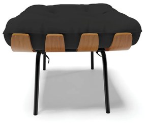 Kit 02 Puffs Costela Veludo Base Metálica Preto - D'Rossi - Preto