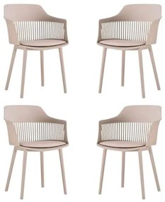 Kit 04 Cadeiras Montreal Polipropileno e Assento Courino Nude - 76556 Sun House