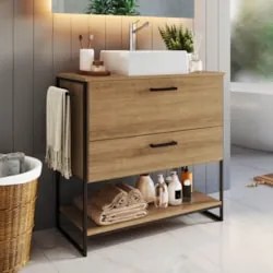 Gabinete de Banheiro 80cm Industrial com Cuba Satto Mel Z54 - Mpozenat