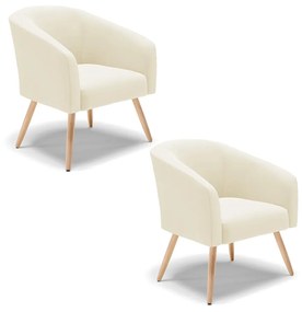 Poltrona Decorativa Pé Palito Natural Kit 2 Stella Cotelê Ext/Veludo D03 - D'Rossi - Off White