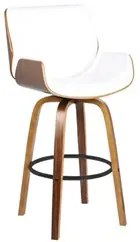 Kit 5 Banquetas Alta Giratória com Encosto Base Madeira Argo R02 Sinté