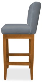 Banqueta Alta Sueli Base Madeira Maciça Estofada Suede Cinza Grafite